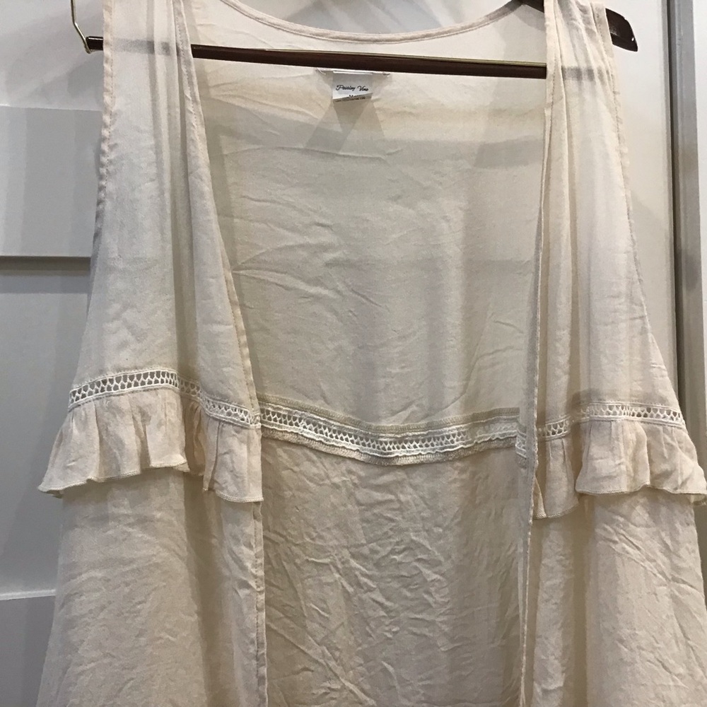 ☁️ Sheer Cream Cardigan / Vest — Elegant & Lightweight size Medium - Picture 2 of 5